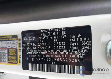 2025 Kia Sportage Ex из США, поврежденный, VIN 5XYK33DF6SG282805